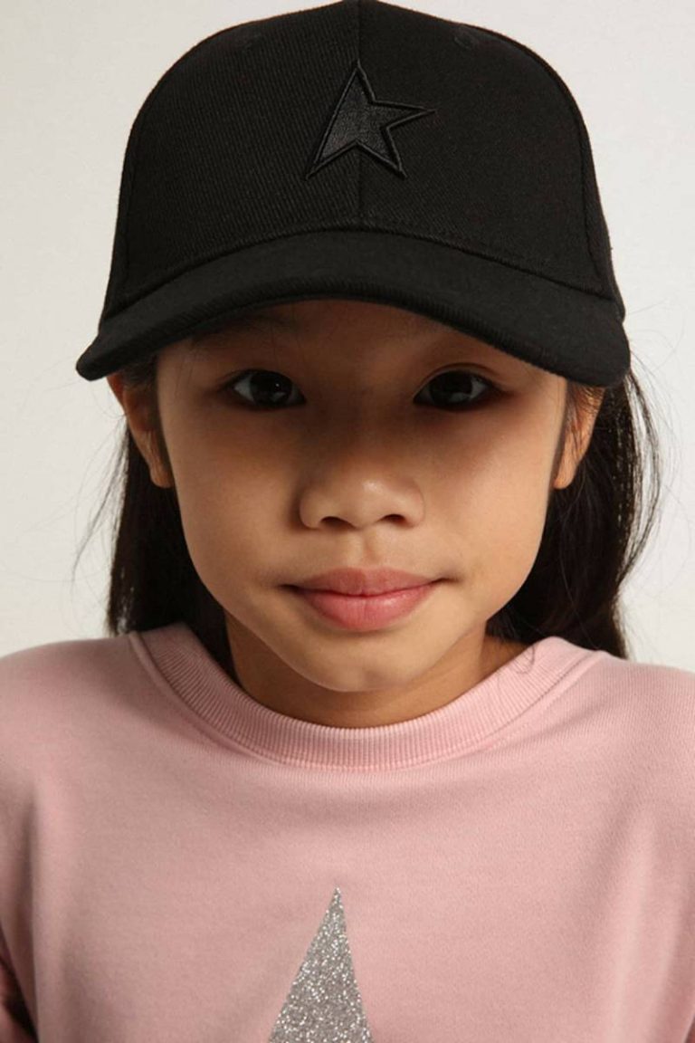 Black Kids Topwear Selection (4-12 Years) Kids’ Black Baseball Cap With Star Golden Goose