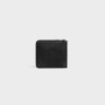 Black Men Celine Wallets Zipped Bi-Fold Wallet With Coin Compartment In Grained Calfskin