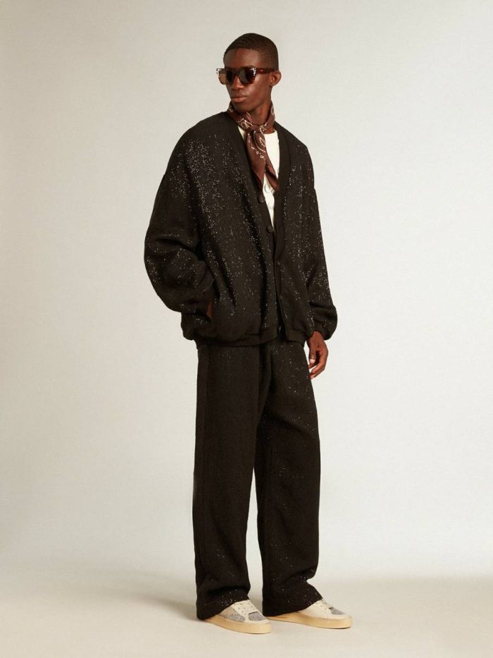 Black Men Golden Goose Men’s Black Sequined Cardigan-Jacket Knitwear