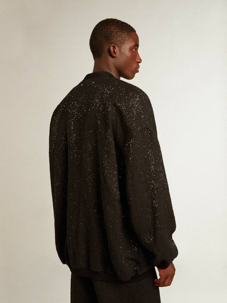Black Men Golden Goose Men’s Black Sequined Cardigan-Jacket Knitwear