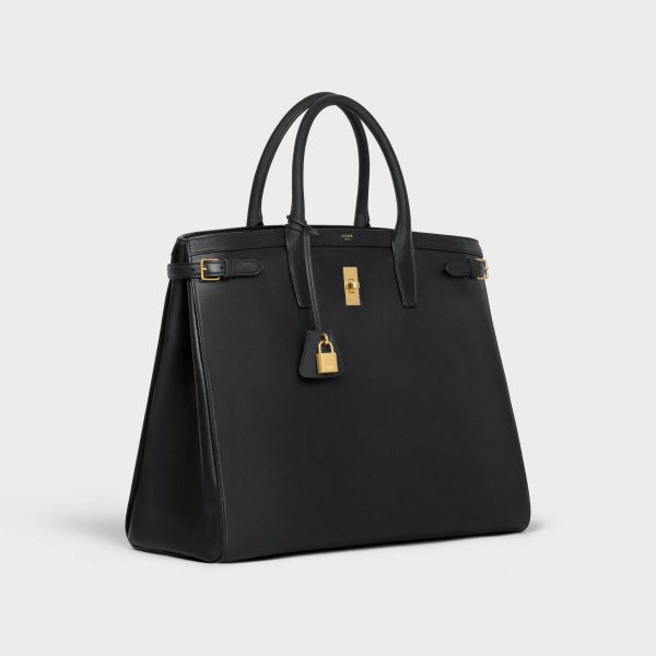 Black Men Tote Bags Celine Day Bag In Satinated Calfskin