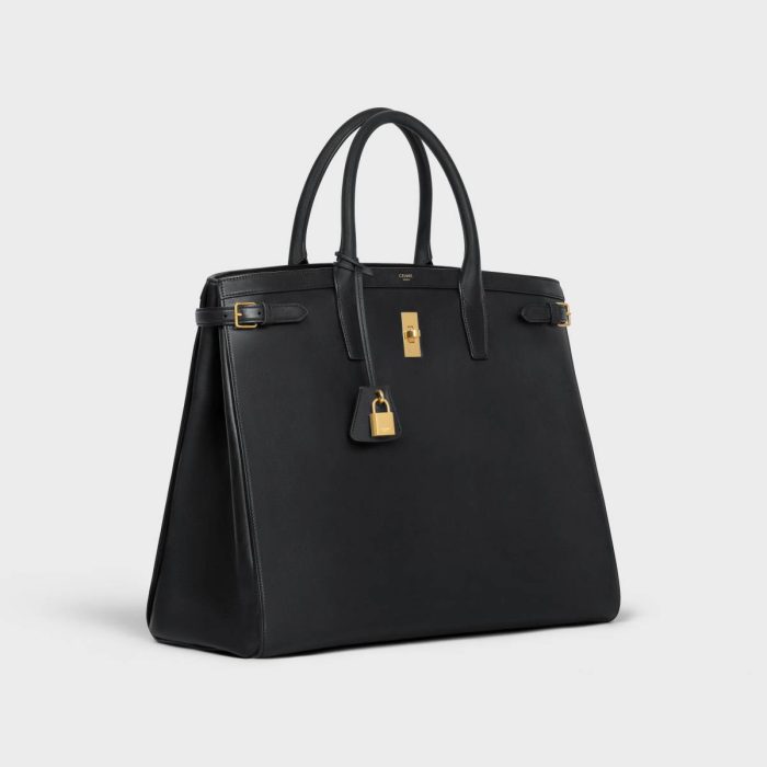Black Men Tote Bags Celine Day Bag In Satinated Calfskin