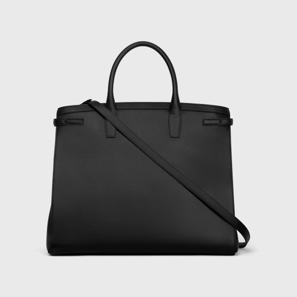 Black Men Tote Bags Celine Day Bag In Satinated Calfskin