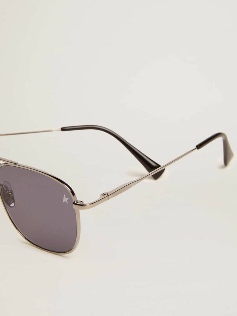 Black Sunglasses Women Golden Goose Roger Aviator Sunglasses With Black Frame And Black Lenses
