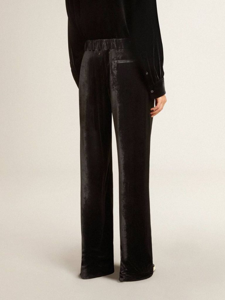 Black Velvet-Effect Pants Women Jeans & Pants Golden Goose Black