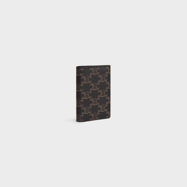 Black Vertical Card Holder In Triomphe Canvas Men Coin And Card Holders Celine