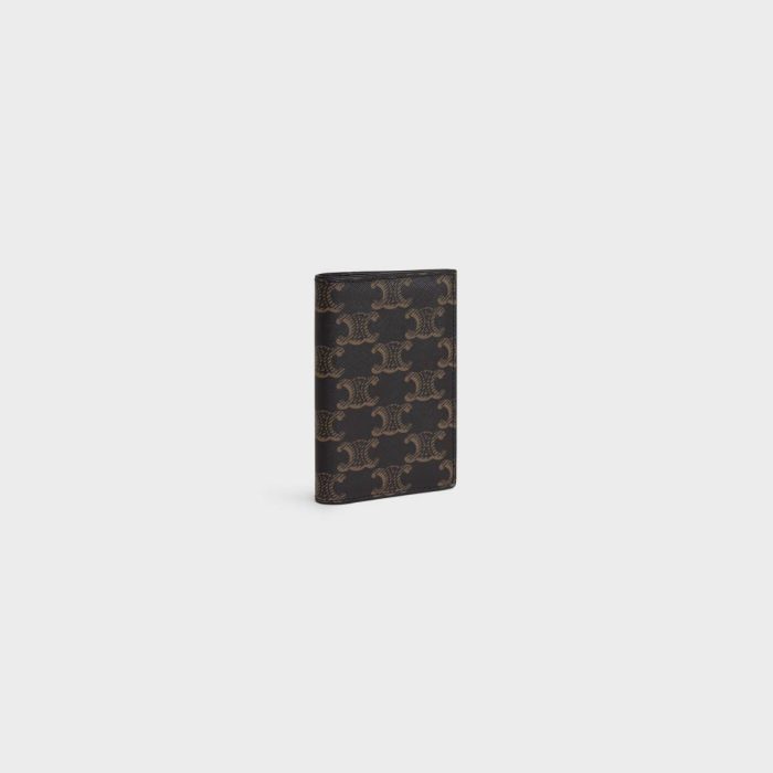 Black Vertical Card Holder In Triomphe Canvas Men Coin And Card Holders Celine