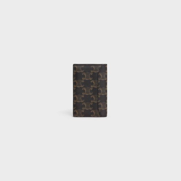 Black Vertical Card Holder In Triomphe Canvas Men Coin And Card Holders Celine