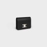 Black Wallets Men Celine Triomphe Compact Wallet In Shiny Calfskin