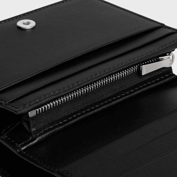 Black Wallets Men Celine Triomphe Compact Wallet In Shiny Calfskin