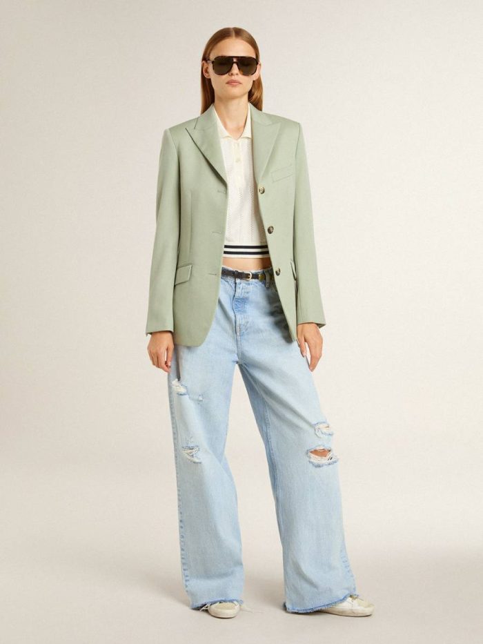 Blue Golden Goose Women Women’s Pants In Lived-In Effect Denim Jeans & Pants