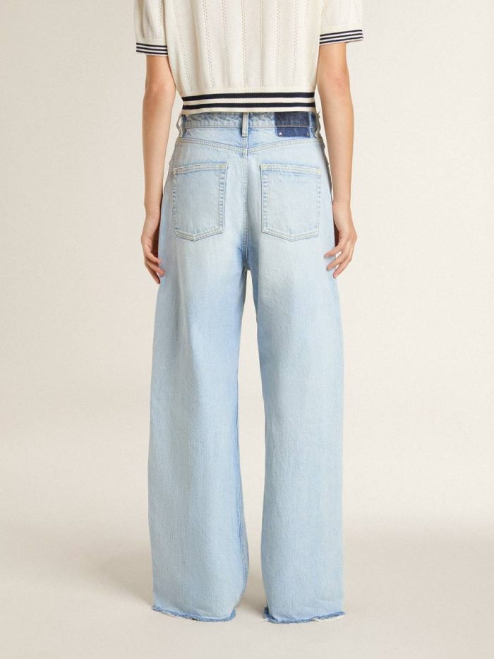 Blue Golden Goose Women Women’s Pants In Lived-In Effect Denim Jeans & Pants