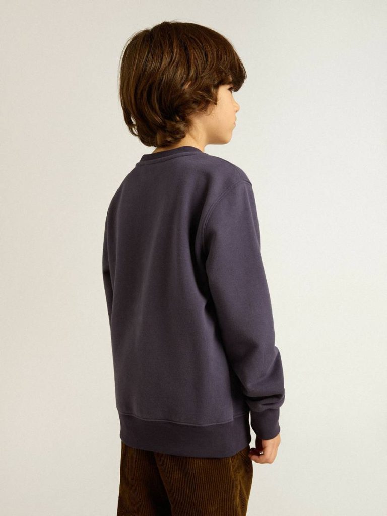 Blue-Violet Sweatshirt With Golden Goose Lettering On The Front Blue Violet Kids Topwear Selection (4-12 Years)