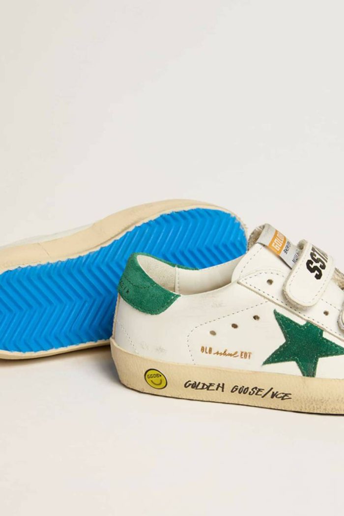 Boys (4-10 Years) Golden Goose Old School Teen With Green Suede Star And Heel Tab Kids