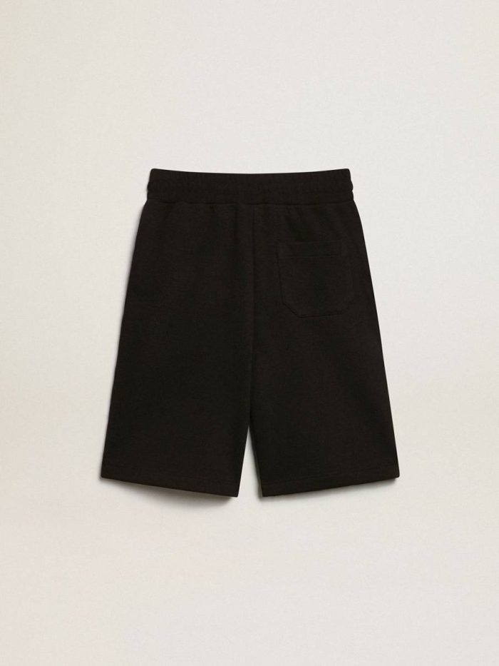 Boys’ Black Bermuda Shorts With White Stars Bottomwear Selection (4-12 Years) Kids Golden Goose Black