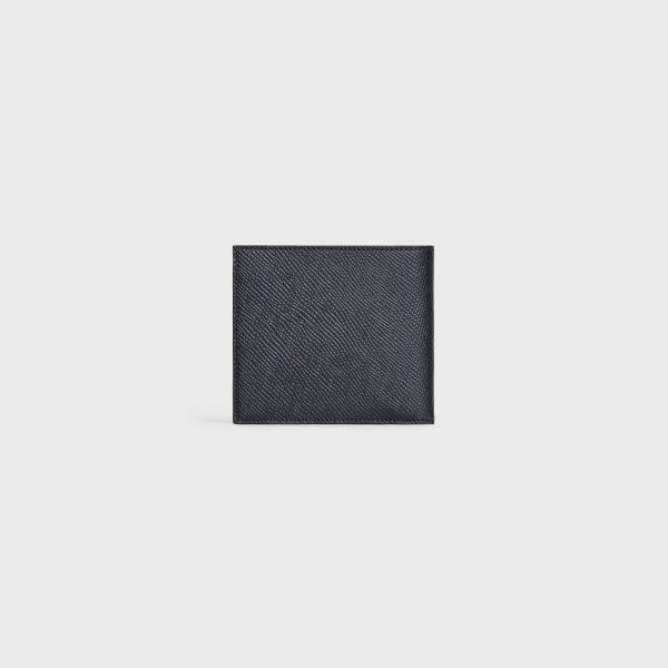 Celine Bi-Fold Wallet With Coin Compartment In Grained Calfskin Wallets Men Black