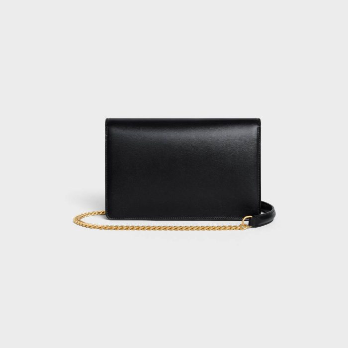 Celine Black Margo Women Wallet On Chain Margo In Shiny Calfskin