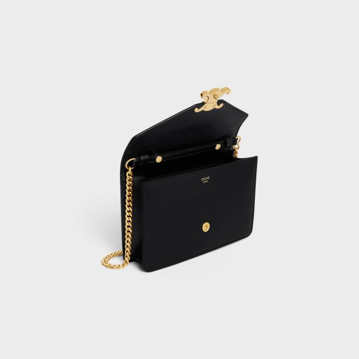 Celine Black Margo Women Wallet On Chain Margo In Shiny Calfskin