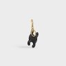 Celine Black Straps And Accessories Keyring Triomphe Charm In Patent Calfskin With Gold Finishing Women