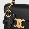 Celine Black Straps And Accessories Keyring Triomphe Charm In Patent Calfskin With Gold Finishing Women