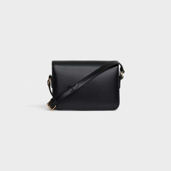 Celine Black Teen Triomphe Bag In Shiny Calfskin Women Cross-Body Bags