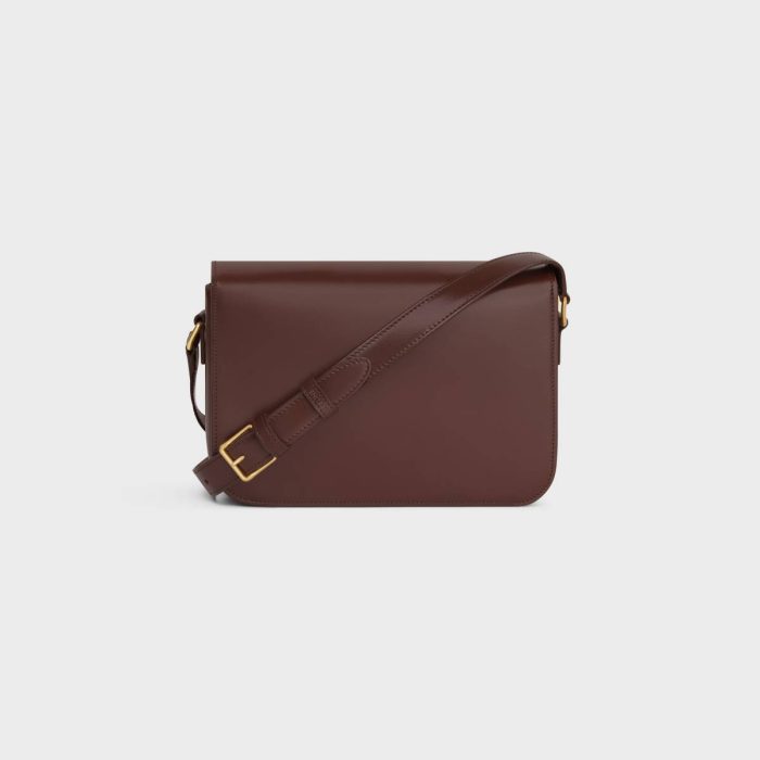Celine Cross-Body Bags Classique Triomphe Bag In Shiny Calfskin Women Chestnut