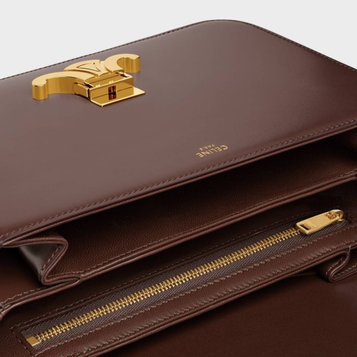 Celine Cross-Body Bags Classique Triomphe Bag In Shiny Calfskin Women Chestnut