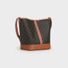 Celine Cross-Body Bags Tan Medium Bucket In Triomphe Canvas And Calfskin Women