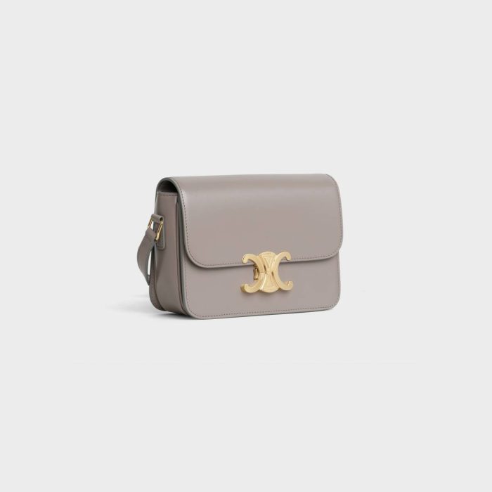 Celine Cross-Body Bags Teen Triomphe Bag In Shiny Calfskin Women Pebble