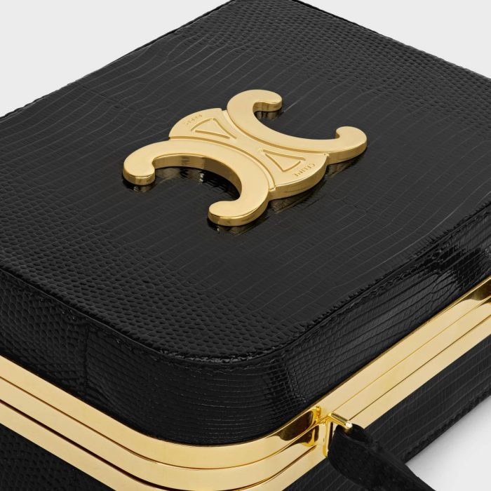 Celine Evening Bags Black Women Evening Triomphe Minaudiere In Lizard