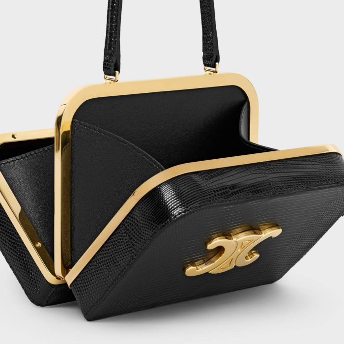 Celine Evening Bags Black Women Evening Triomphe Minaudiere In Lizard