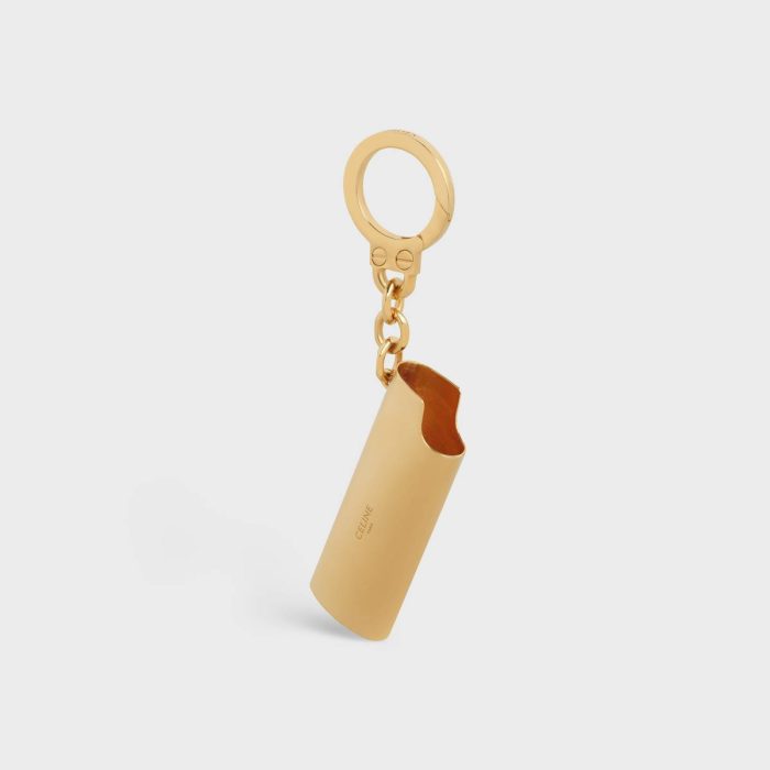 Celine Gold Straps And Accessories Lighter Case Charm In Brass Women