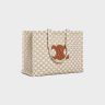 Celine Hobo And Tote Bags White Large Cabas Thais In Textile With Triomphe Canvas Print And Calfskin Women