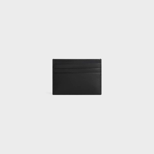 Celine Large Card Holder In Satinated Calfskin With Triomphe Embossed Coin And Card Holders Men Black