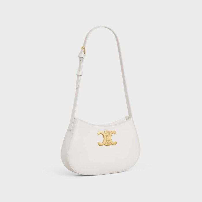 Celine Medium Tilly Bag In Shiny Calfskin Women Shoulder Bags Rice