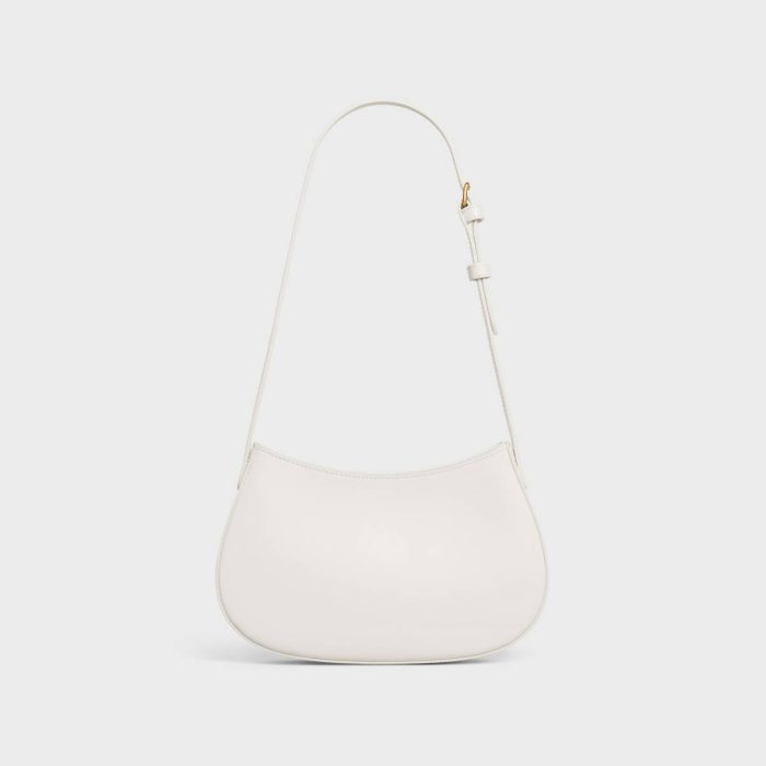 Celine Medium Tilly Bag In Shiny Calfskin Women Shoulder Bags Rice