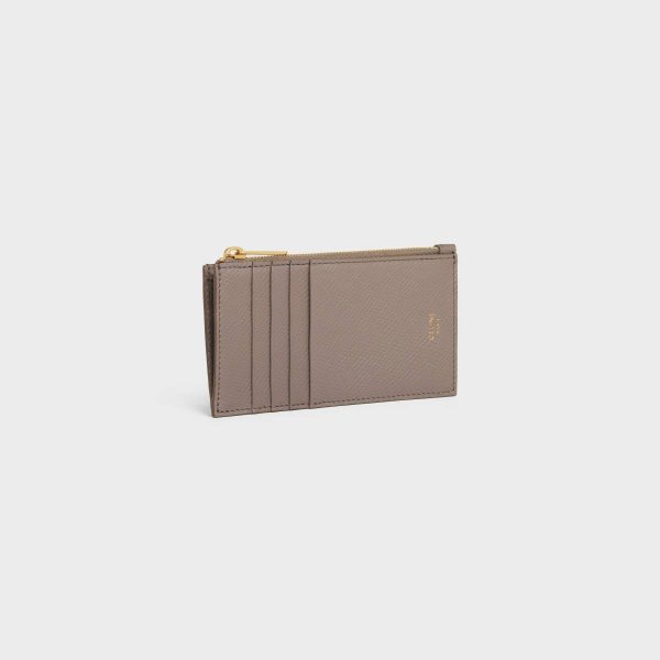 Celine Pebble Men Zipped Compact Card Holder Essentials In Grained Calfskin Coin And Card Holders