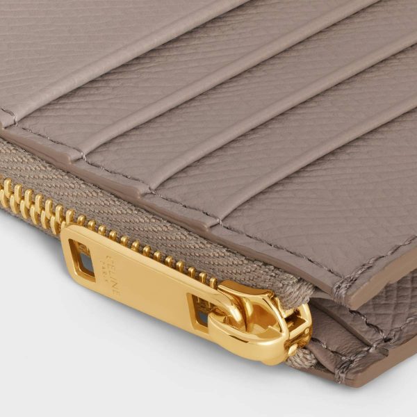 Celine Pebble Men Zipped Compact Card Holder Essentials In Grained Calfskin Coin And Card Holders
