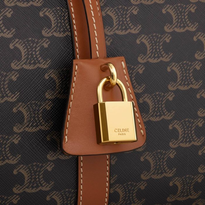 Celine Tan Boston In Triomphe Canvas And Calfskin Women Cross-Body Bags