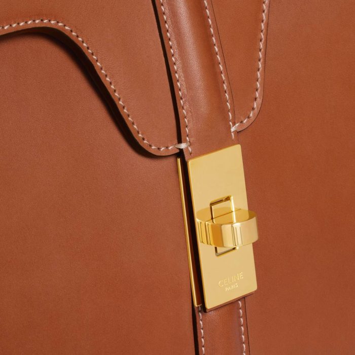 Celine Tan Classique 16 Bag In Natural Calfskin Women Top-Handle Bags