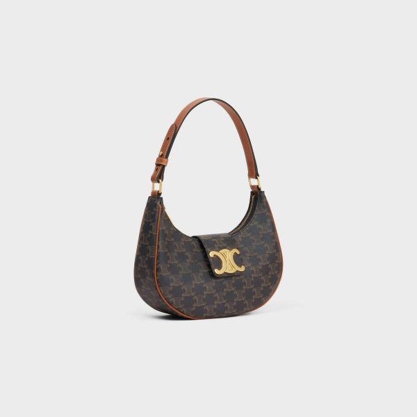 Celine Tan Shoulder Bags Medium Ava Triomphe Bag In Triomphe Canvas And Calfskin Women