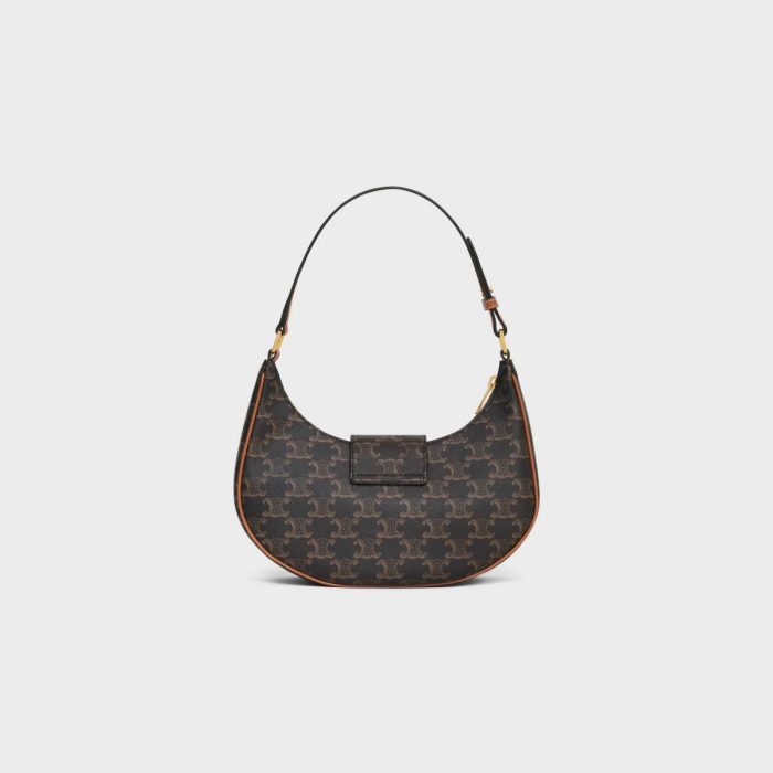 Celine Tan Shoulder Bags Medium Ava Triomphe Bag In Triomphe Canvas And Calfskin Women