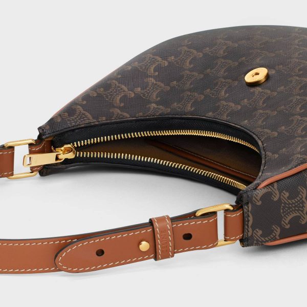 Celine Tan Shoulder Bags Medium Ava Triomphe Bag In Triomphe Canvas And Calfskin Women