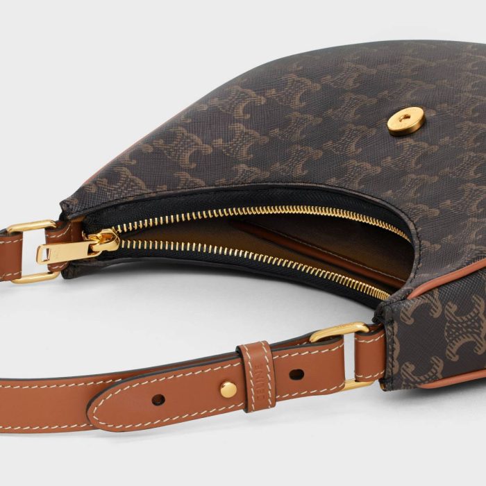 Celine Tan Shoulder Bags Medium Ava Triomphe Bag In Triomphe Canvas And Calfskin Women