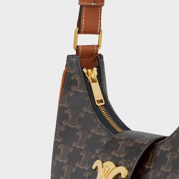 Celine Tan Shoulder Bags Medium Ava Triomphe Bag In Triomphe Canvas And Calfskin Women