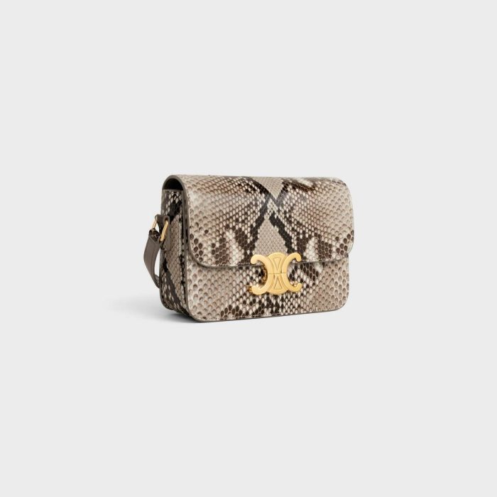 Celine Teen Triomphe Bag In Python Cross-Body Bags Women Natural
