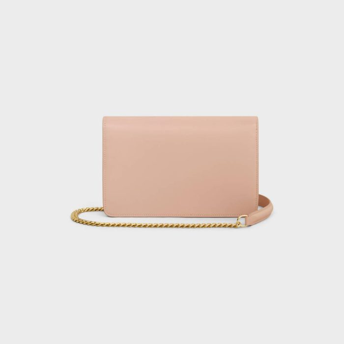 Celine Wallet On Chain Margo In Shiny Calfskin Women Margo Soft Peach