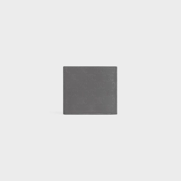 Celine Wallets Bi-Fold Wallet With Coin Compartment In Calfskin With Triomphe Embossed Men Anthracite