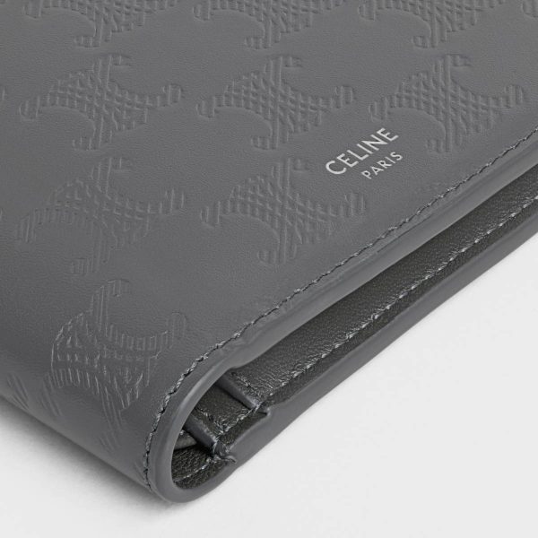 Celine Wallets Bi-Fold Wallet With Coin Compartment In Calfskin With Triomphe Embossed Men Anthracite