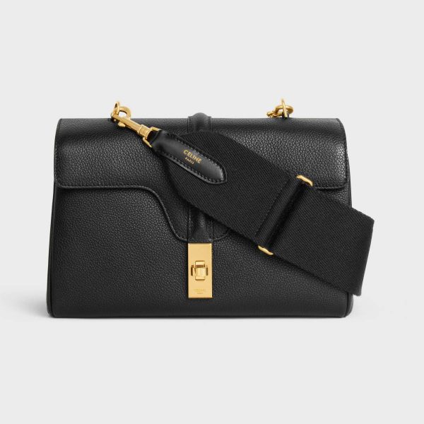 Celine Women Black Straps And Accessories Adjustable Strap In Wool With Gold Finishing